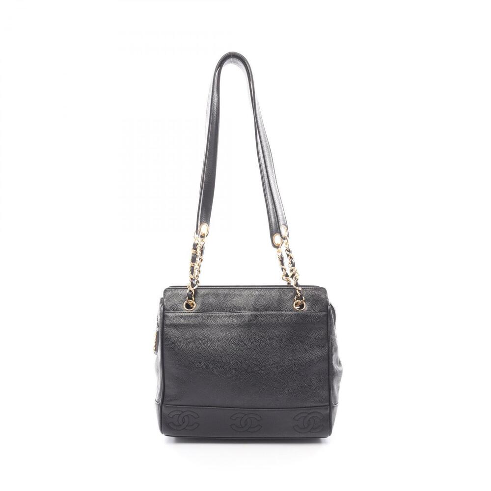 Chanel Triple Coco Mark Shoulder Bag Leather Grained Calf Black